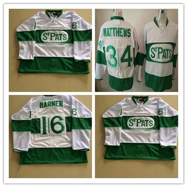 

toronto maple leafs st pats jerseys 34 auston matthews 16 mitch marner 29 nylander 44 rielly пустой зеленый белый альтернативные хоккейные р, Black;red