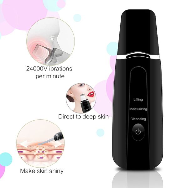 

ultrasonic skin scrubber deep cleaning skin machine facial pore cleaner acne blackhead remover wrinkles anti-aging face skin