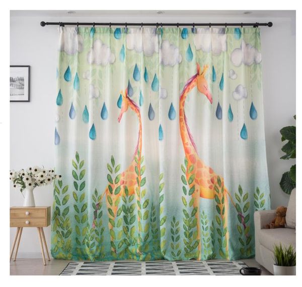 

customized 3d curtains simple and fresh modern cute cartoon thickening blackout curtains green curtains