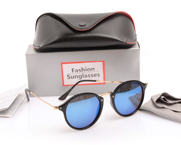 

new arrival sun glasses retro eyewear 2447 style round gradient mirror sunglasses acetate plate lens with case and box, White;black