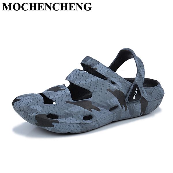 

summer new men slippers casual shoes hollow breathable slip-on sandals soft light waterproof leisure shoes, Black