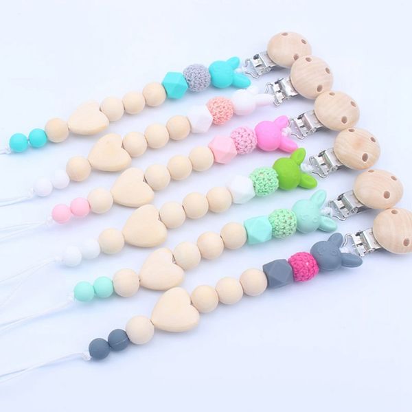 

handmade silicone pacifier chains safe teething chain baby teether eco-friendly pacifier clips holder chain baby teething toy