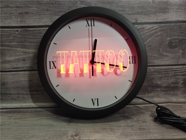 

0b550 tattoo shop bar pub art piercing app rgb led neon light signs wall clock