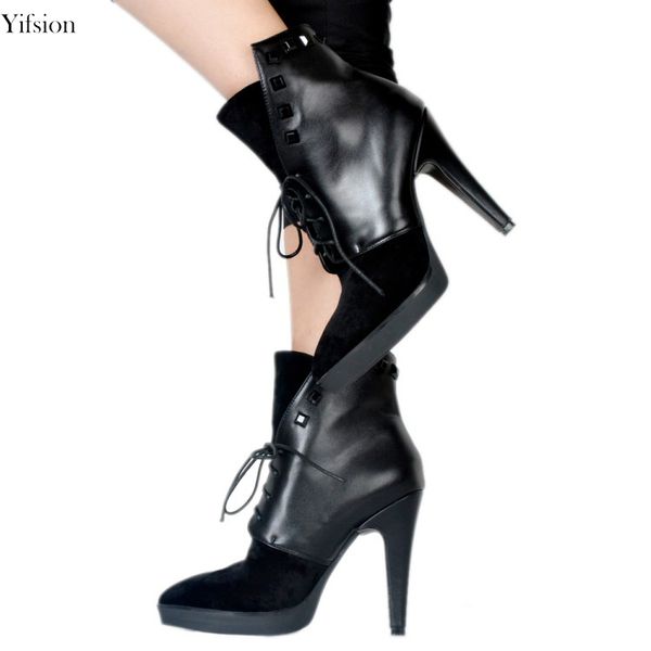 

rontic winter warm women ankle boots stylish spike high heels boots charm round toe black casual women shoes women us size 4-15