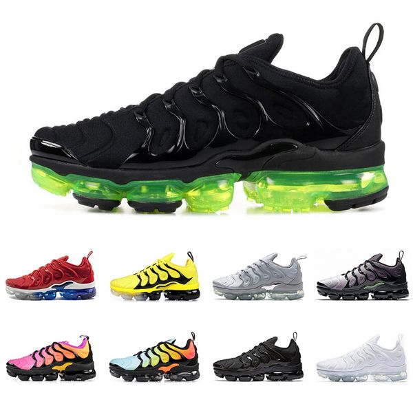 

2019 tn plus men women running shoes triple black volt bumblebee red shark tooth usa grape cool grey mens trainers fashion sports sneakers, White;red