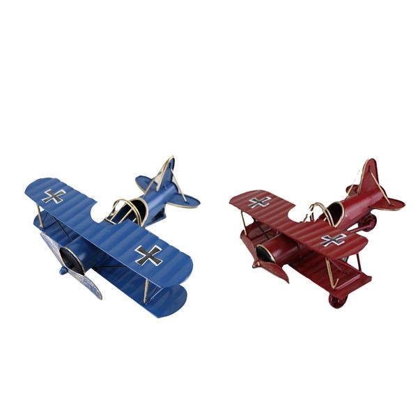 

vintage dual wing fighter model diecast aeroplane models red/blue