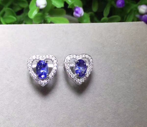 

uloveido natural tanzanite stud earrings for women, 925 sterling silver, gemstone fine jewelry with velvet box certificate fr126, Golden;silver