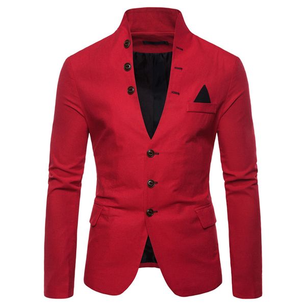 

slim fit мужчины костюм куртка моды мужской костюм случайных блейзер стенд воротник костюм партии homme твердых мужчин blazer куртки d91004, White;black