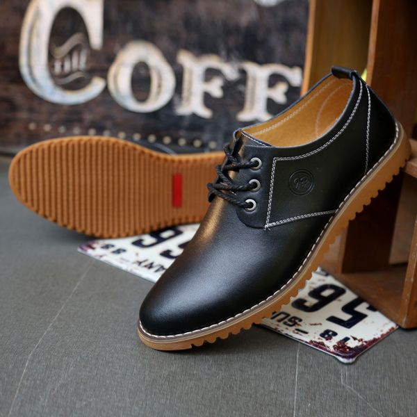 

2020 spring and summer explosion large size men's casual men's shoes trendy fashion shoes 46 47 yards lace-up leather, Black