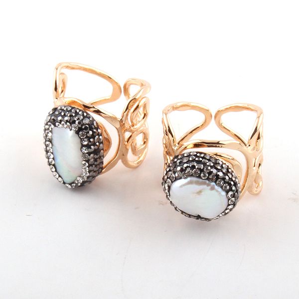 

fashion women rings crystal pearl adjustable lady ring, Silver