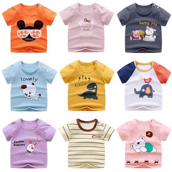 

0-6 y kid baby summer t shirt cartoon printed tees children casual clothing cotton t-shirt for girls boys clothes, Blue