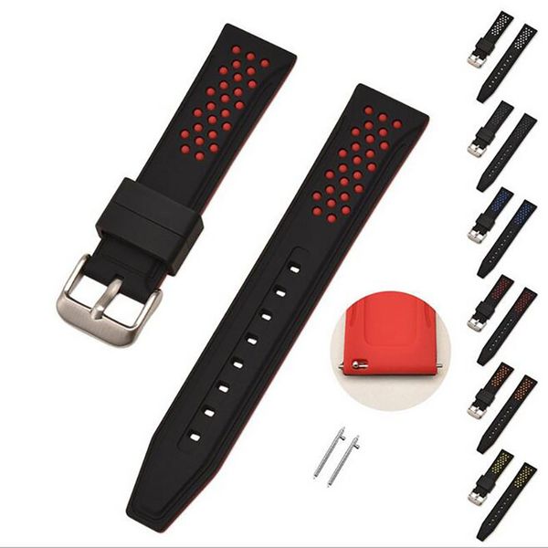 

men's 20 22 24 26mm rubber and silicone sport watch band for smart samsung watchband+switch bars, Black;brown