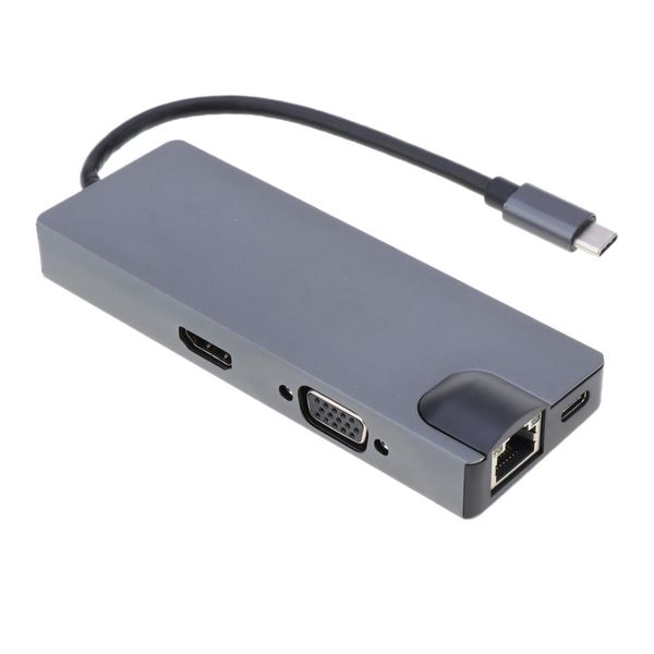 

type-c combo hubs, usb-c to hdmi vga rj45 usb3.0 memory card slot adapter cable for macbook