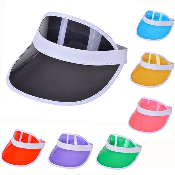 Cappello parasole estivo in plastica trasparente con parte superiore vuota color caramello per guidare e andare in spiaggia WCW482