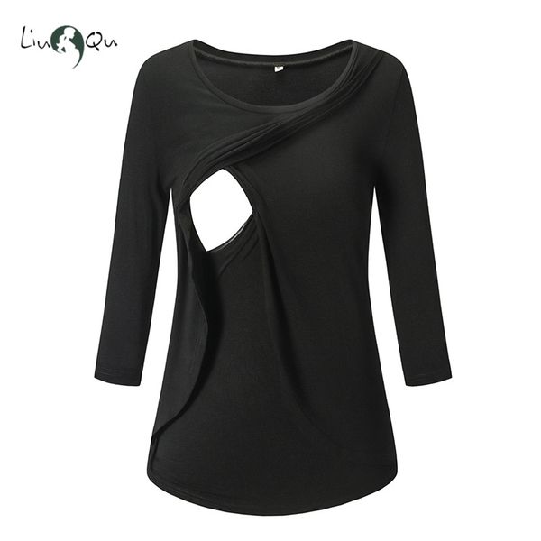 

women's maternity blouses nursing 3/4 sleeve layered pregnant breastfeeding tunic maternity clothes womens clothing, White