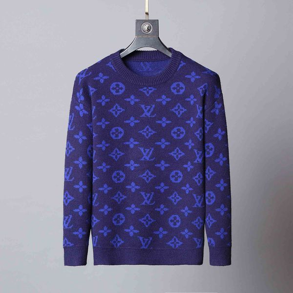 

autumn/winter fashion blue sweater luxury men's fashion long sleeve monogram print lovers sweater loose pullover sweater, White;black