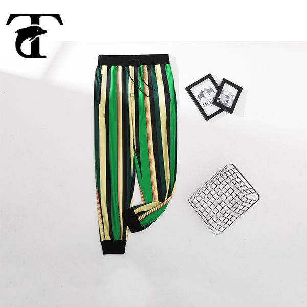 

men's pants tactical striped vetement homme casual printed joggers trousers fashion hip hop loose elastic sweatpants men green pocket, Black