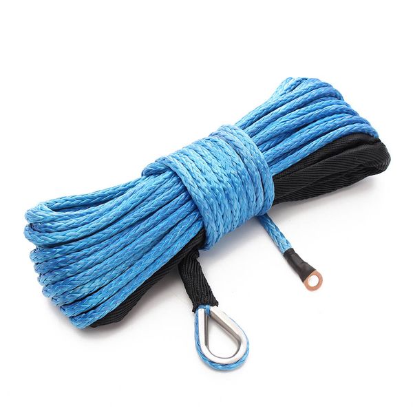

6mm x15m nylon synthetic winch line cable rope with sheath blue for atv utv jld