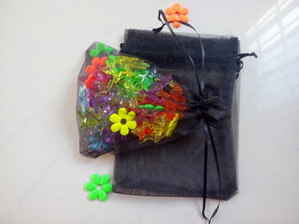 

11*16cm 50pcs organza bag black drawstring bag jewelry packaging bags for /gift//candy small transparent pouch yarn