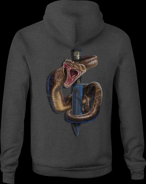 

zip up hoodie rattle snake knife hooded sweatshirt, Black