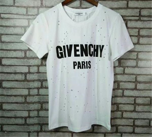 

Whole ale de igner fa hion broken hole t hirt top hort leeve t hit for men women pullover tee clothing