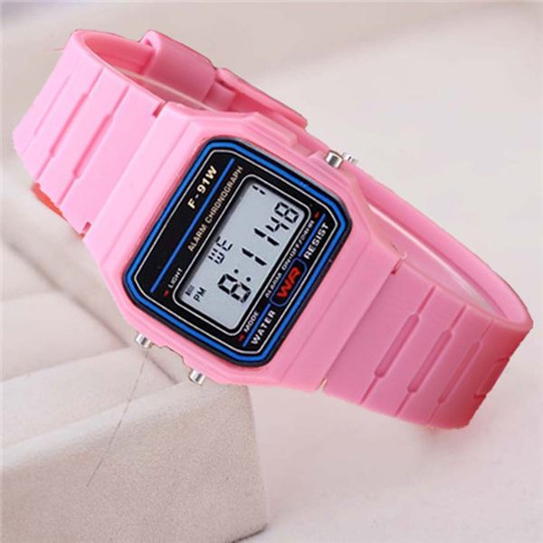 

pink children digital watches silicone strap boys girls electronic watch chronograph alarm cute students led clock montre enfant, Blue