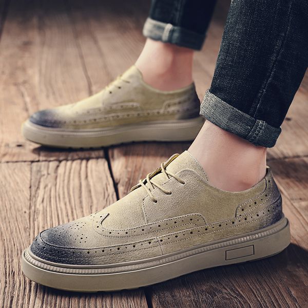 

italian fashion sneakers luxury men casual shoes suede leather shoes lace up outdoor men designer zapatos de hombre o5, Black