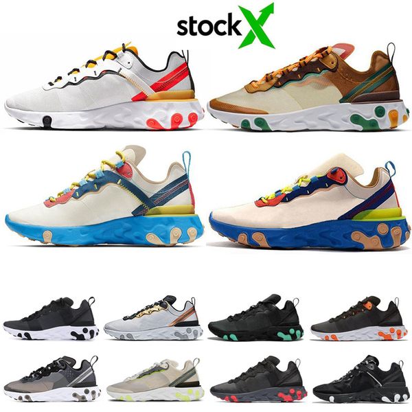 

react element 87 55 casual shoes men women chaussures bred camo team red triple black tour green orange peel mens trainers sports sneakers