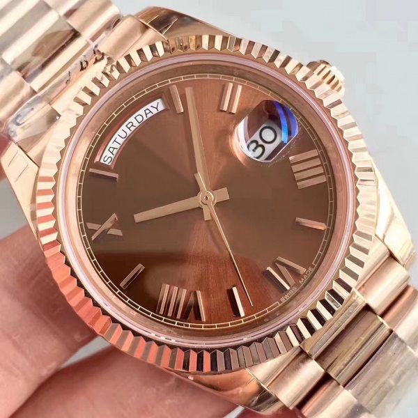 

mens watches daydate automatic mechanical men casual stainless steel montre watch wwristwatches, Slivery;brown