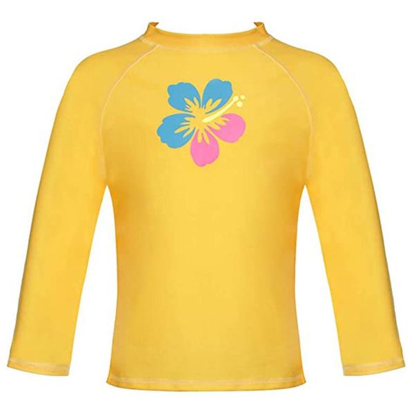 

little/big girls' rash guard long sleeve shirt summer beachwear kids swimwear sun shirts upf 50+ swimsuit