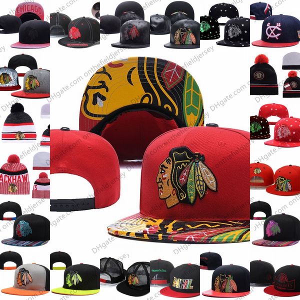 

Men's Chicago Blackhawks Ice Hockey Knit Beanie Embroidery Adjustable Hat Embroidered Snapback Caps Black White Red Gray Stitched Knit Hat