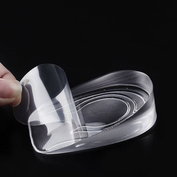

1pair height increase half insoles silicon gel women men comfortable transparent shoes pad cushion inserts, Black