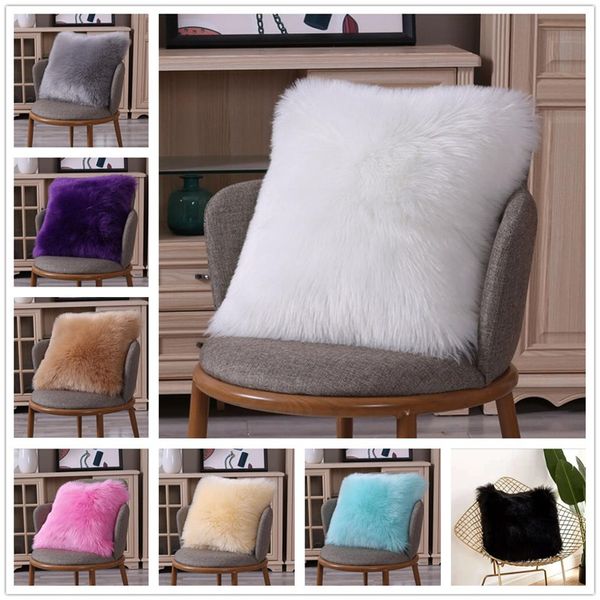 New Plush Federa morbida lana lungo peloso cuscino del divano copre 45 * 45 cm copertura del cuscino divano Home Decor inverno caldo tiro federe
