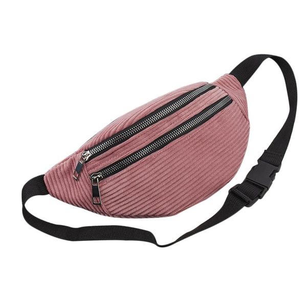 

women corduroy waist bag ladies new designer canvas fanny pack fashion travel money phone chest banana bag female bum belt bags