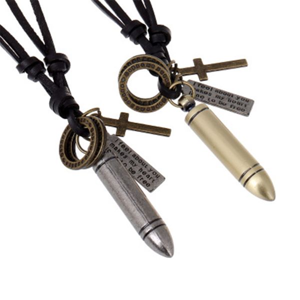 

men necklace hip hop jewelry stainless steel pendant with black rope chain necklaces p05, Silver