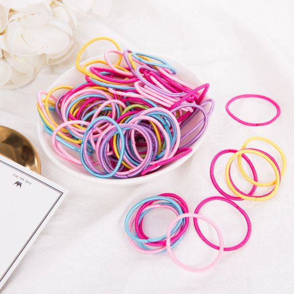 

seamless children's headdress rainbow 100 pack children's accessories rubber band hair rope rubber band hair rope, Slivery;white