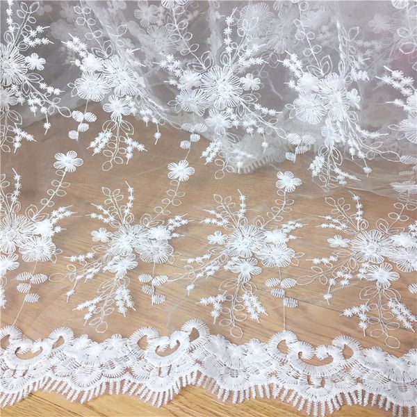 

tulle organza embroidered flower lace fabric diy craft fashion wedding dress clothing curtain decora accessories mt67, Black;white