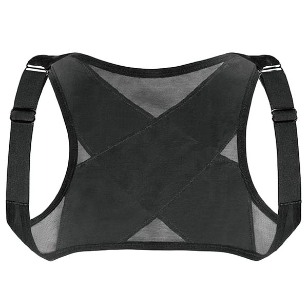

adjustable posture corrector brace net breathable back spine support belt humpback shoulder women posture correction belt m, Black;blue