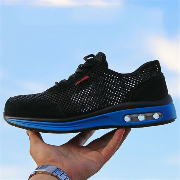 

men's safety shoes steel toe boots outdoor to prevent puncture steel bottom construction safety work boots shoes, Black