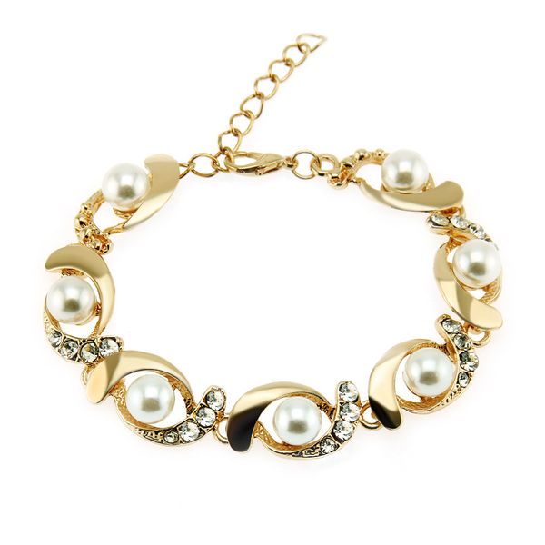 

concise pearl bracelet woman flash of light diamond bracelet mori student geometry form hand decorate woman ornaments, Golden;silver