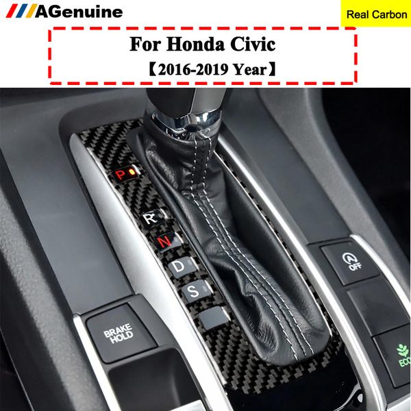 Real Carbon Fiber Interior Gear Shift Frame Box Panel Cover Dashboard Cover Trim Interior Moulding For Civic 10th 2016 19 Car Parts Car Seat Covers