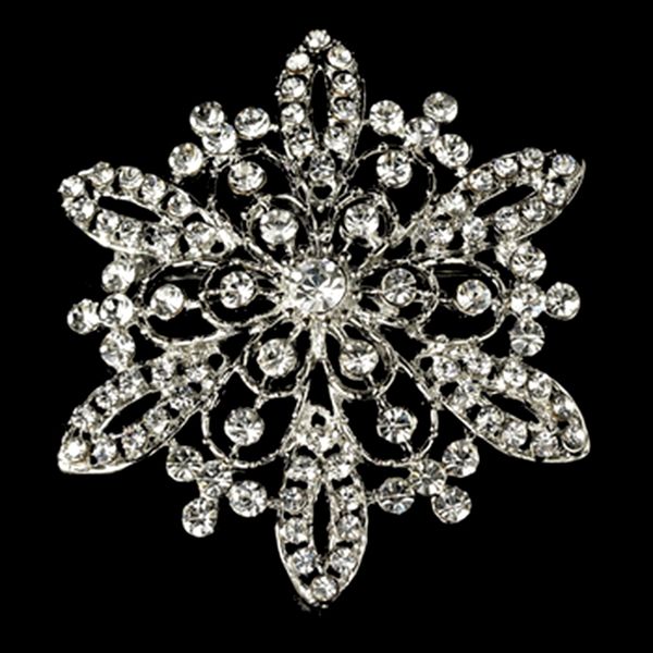 

2.2 inch clear rhinestone crystal diamante flower wedding bouque brooch, Gray