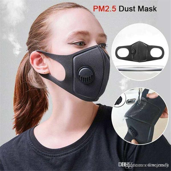 

sponge mask with valve filter washable reusable face mask fashion face mask anti pollution anti dust individual package fast shipping