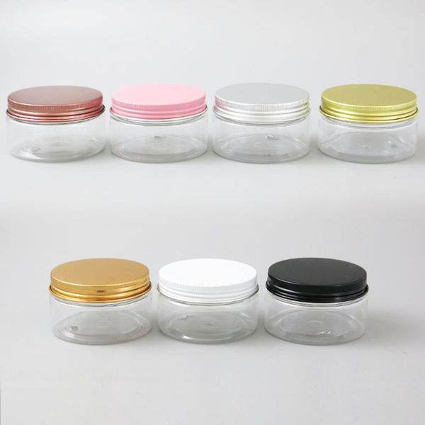 

30 x travel empty clear frost cream lotion cosmetic jar 100ml pet plastic makeup container with aluminum lids screw cap 100g