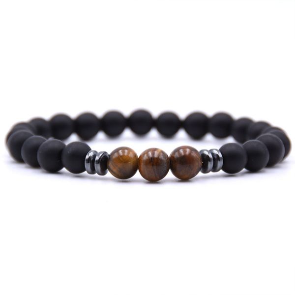 

classic design popular 8mm colorful natural beads strands bracelet cool handmade elastic jewelry, Black