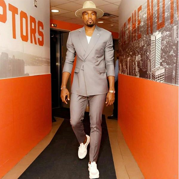 

two pieces mens suits wedding grooms tuxedos notched lapel formal blazer one button prom suit (jacket+pants), Black;gray