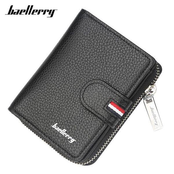 

baellerry many departments men wallet with zipper extendable holder brand designer small wallet male high quality, Red;black