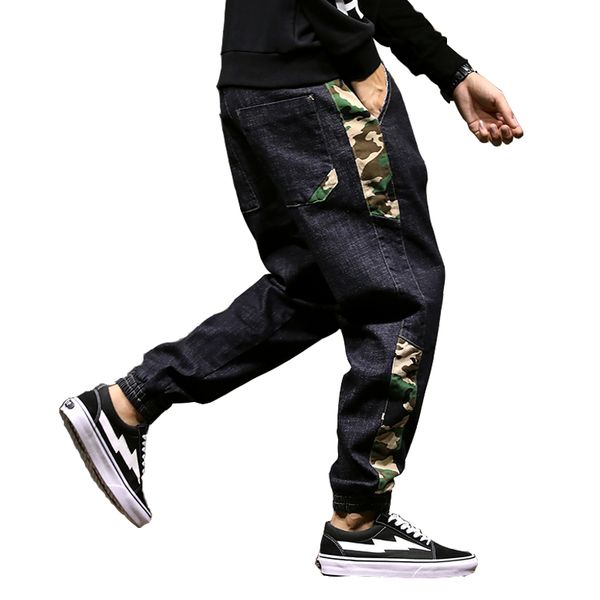 

men clothes 2020 camouflage collage hip hop jeans modis jean homme japanese streetwear black jeans uomo pants denim jogger male, Blue