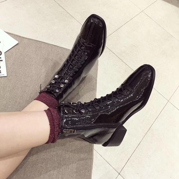

lady boots women's shoes autumn leather booties flat heel zipper bootee woman 2019 luxury designer ladies med black rubber