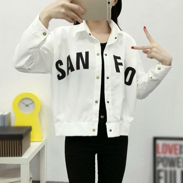 

blusas verano mujer 2019 письмо напечатано с длинным рукавом куртка осенняя мода свободные лацканы пальто дамы сладкие куртки верхняя одежда, Black;brown